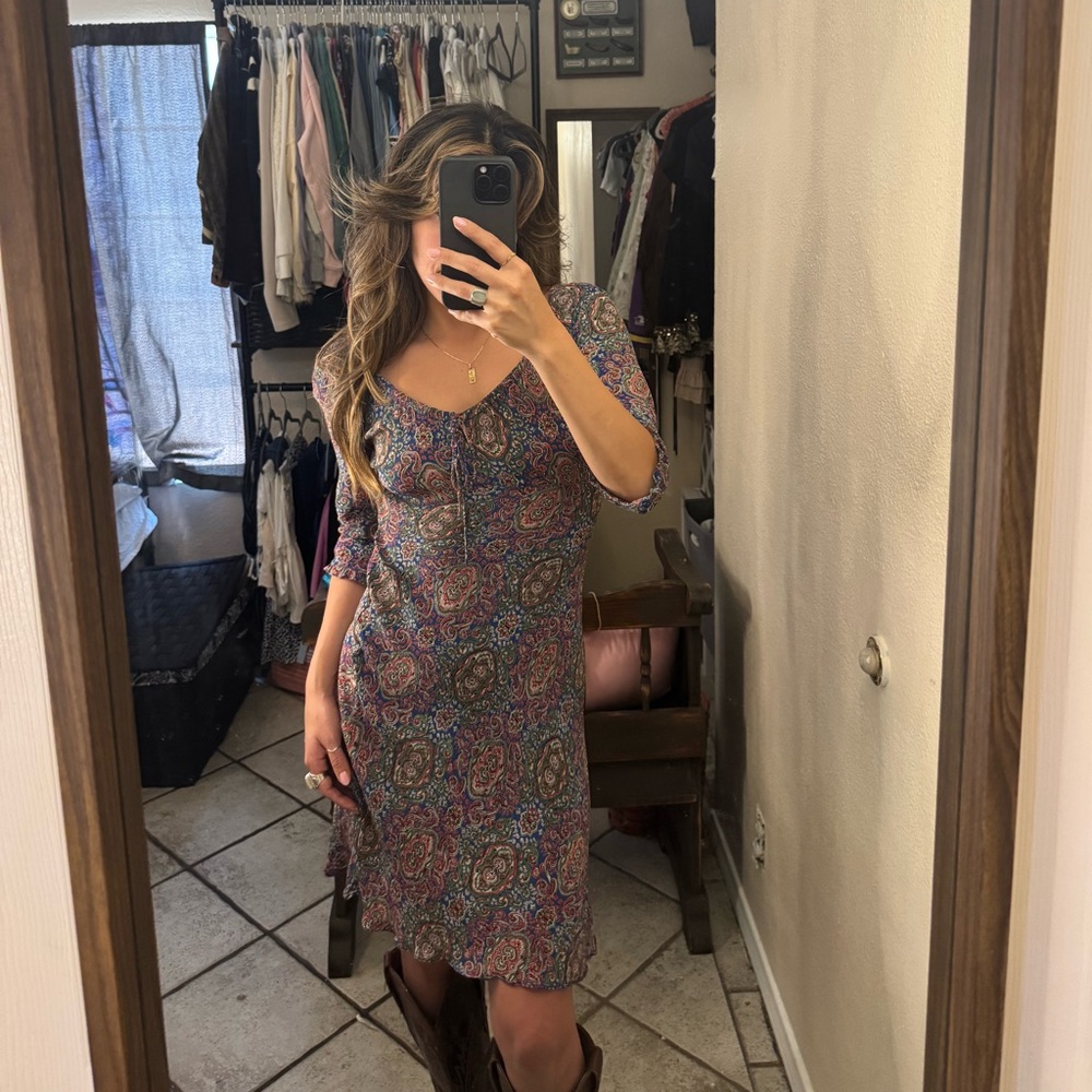 Angie Multicolor Paisley Long Sleeve Dress